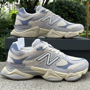 New Balance 9060 Grey & Blue Suede Sneakers